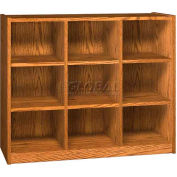 Wood Cubicle Cabinet, 9 Openings, Open Front, 52 x 17-5/8 x 42-3/8, Dixie Oak