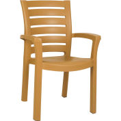 Siesta Marina Resin Dining Arm Chair, Teak Brown - Pkg Qty 4