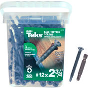 ITW Teks Self-Drilling Screw w/ Wings - #12 x 2-3/4" - Phillips Flat Head - Pkg of 200 - 21386