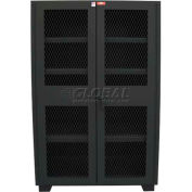 Heavy Duty Cabinet Clearview Doors Four Shelves, Welded 60"W x 24"D x 78"H Gray