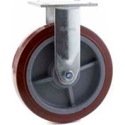 Heavy Duty Rigid Caster 6" PU on Aluminum Wheel , Delrin Bearing, 4" x 4-1/2" Plate, Red