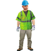 Enguard Class 3 Safety Vest with Touch Fastener Closure, 5 Pockets, Polyester Fabric, Lime, XL