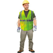 Enguard Class 2 Safety Vest with Zipper Closure, 5 Pockets, Polyester Mesh, Lime, 2XL