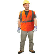 Enguard Class 2 Safety Vest with Touch Fastener Closure, No Pockets, Polyester Mesh, Orange, 2XL