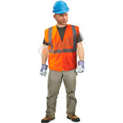 Enguard Class 2 Safety Vest with Touch Fastener Closure, No Pockets, Polyester Fabric, Orange, XL