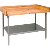 John Boos DNS14 Maple Top Prep Table - Galvanized Legs and Shelf 60"W x 36"D