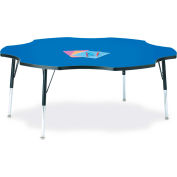 Berries® Six Leaf Activity Table, 60"W x 60"L x 24-31"H, Classic Blue