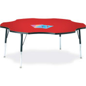 Berries® Six Leaf Activity Table, 60"W x 60"L x 24-31"H, Classic Red