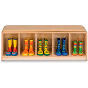 Jonti-Craft® Kid Bench Locker , 5 Wide, Blue Cushion, 48"W x 15"D x 16"H, Birch Plywood