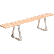 Global Industrial Locker Bench Hardwood Top w/SS Trapezoid Pedestals, Bolt Down 48x9-1/2x17