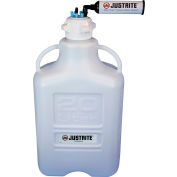 Justrite 12808 VaporTrap™ Carboy With Filter Kit, HDPE, 20-Liter, 7 Ports