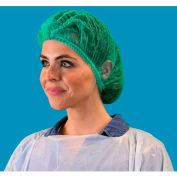 Pleated Polypropylene Bouffant Cap, 100% Latex Free, Green, 21", 100/Bag, 10 Bags/Case