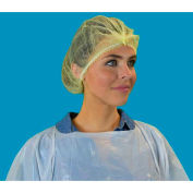 Pleated Polypropylene Bouffant Cap, 100% Latex Free, Yellow, 21", 100/Bag, 10 Bags/Case