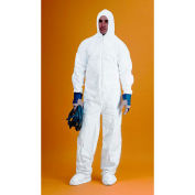 KeyGuard® Coverall/Bunny Suit, Attached Hood & Boots, Zipper Front, White, XL, 25/Case