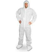 HD Polypropylene Coverall/Bunny Suit, Attached Hood & Boots, Zipper Front, White, 2XL, 25/CS