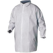 KeyGuard® Lab Coat, No Pockets, Elastic Wrists, Snap Front, Single Collar, White, 2XL, 30/Case