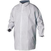 KeyGuard® Lab Coat, No Pockets, Elastic Wrists, Snap Front, Single Collar, White, 4XL, 30/Case
