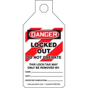 Accuform KDD166 Stopout® Tab Tags, Danger Locked Out Do Not Operate, Plastic
