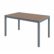 KFI 55&quot; x 35&quot; Rectangle Outdoor Table - Mocha Polymer Top - Silver Aluminum Frame - Ivy Series