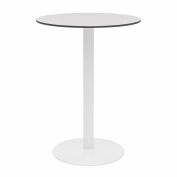 KFI 30&quot; Round Outdoor Bar Table - Fashion Gray Phenolic Top - White Aluminum Frame - Ivy Series