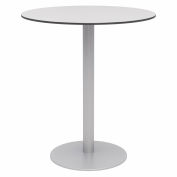 KFI 36&quot; Round Outdoor Bar Table - Fashion Gray Phenolic Top - Silver Aluminum Frame - Ivy Series