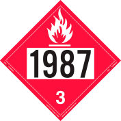 LabelMaster® ZRV21987 Flammable Liquid Placard, UN 1987, Rigid Vinyl, 25/Pack