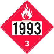 LabelMaster® ZRV21993 Flammable Liquid Placard, UN 1993, Rigid Vinyl, 25/Pack