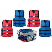 Kemp USA 4 Adult General Purpose Vests With Carrying Case 2/Blue & 2/Red