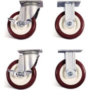 Knaack 516 6" Poly Caster Set w/ Brakes, Non-Marking Polyurethane, Black/Silver