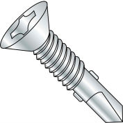 12-24X2  Phillips Flat Self Drill Screw #4 Point with Wings Full Thread Zinc Bake, Pkg of 1000