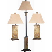 Kenroy Lighting, Bennington 3-Pack, 31207, Slate Finish, Slate & Metal, 16"L