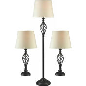 Kenroy Lighting, Avett 3-Pack Lamps, 32190ORB, Oil Rubbed Bronze Finish, Metal, 14"L