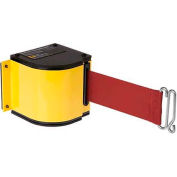 Lavi Industries Warehouse Retractable Belt Barrier, Adjustable Mount, Ylw Case W/18' Burgundy Belt