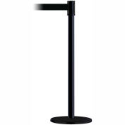 Tensabarrier Safety Crowd Control, Queue Stanchion Post, Black W/ 7.5' Blk Retractable Belt Barrier