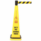 Tensabarrier Safety Crowd Control, Queue Barrier Plastic Cone, Yllw W/ 13' Blk/Yllw Retractable Belt