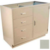 Lab Base Cabinet 35"W x 22-1/2"D x 35-3/4"H, 4 Drawers, 1 Side Cupboard Door, W/1 Shelf, Champagne