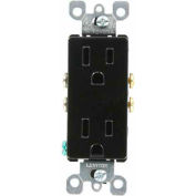 Leviton 5325-E 15A, 125V, Decora Duplex Receptacle, Grounding, Ebony - Pkg Qty 10