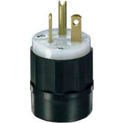 Leviton 5466-C 20A, 250V, NEMA 6-20P, 2P, 3W, Plug, Grounding, Black-White - Pkg Qty 10