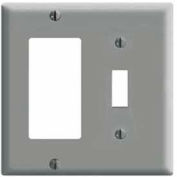 Leviton 80405-GY 2-Gang 1-Toggle 1-Decora/GFCI Device Combo, Standard, Gray
