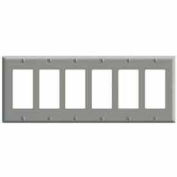 Leviton 80436-Gy 6-Gang Decora/Gfci Device Decora, Standard, Thermoset, Gray - Min Qty 15