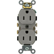 Leviton CR15-GY 15A, 125V, Duplex Receptacle, Self Grounding, Gray - Pkg Qty 10