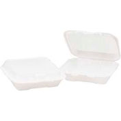 Genpak® GNPSN220, Snap-It™ Foam Hinged Container, 1 Compartment, White, 200/Carton