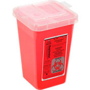 1-Quart Phlebotomy Sharps Container, Dual Openings, 6-7/16"H x 4-1/4"W x 4-1/4"D, Red