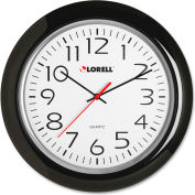 Lorell® 13-1/4" Round Quartz Wall Clock, Plastic Case, Black
