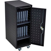 Luxor Laptop/Chromebook Compact Charging Cart For 12 Devices, 14"W x 24-3/4"D x 39-5/8"H, Black