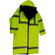 Petra Roc 48" Waterproof Reversible Raincoat, ANSI Class 3, 300D Oxford/PU Coating, Lime/Black, L