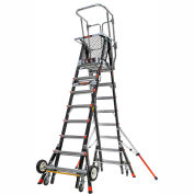 Little Giant Fiberglass Aerial Safety Cage Ladder W/ Wheel Lift Casters, 8-14' Type 1AA - 18515-243