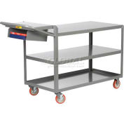 Little Giant® 3-Shelf Order Picking Truck with Storage Pocket 3LG2436-WSP-BK 36x24 1200 Lb.