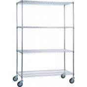 R&B Wire Products LC244872 Mobile Linen Cart with 4 Wire Shelves, 48"L x 24"W x 78"H