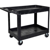 Luxor®:XLC11-B-Two Shelf Heavy Duty Utility Cart with 5" Rubber Caster-Black